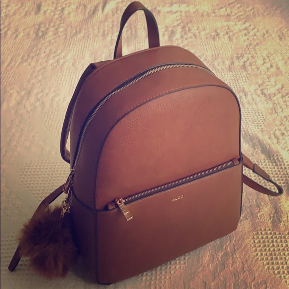 Aldo Handbags - Aldo Brown Backpack w/ Gold Hardware and Pompom